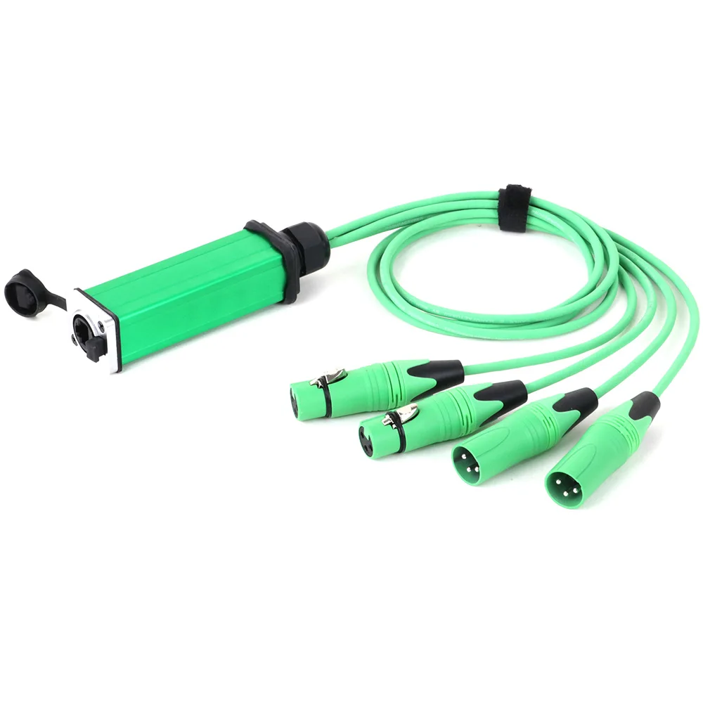 RJ45 CAT5 to 4 Channel 3Pin XLR 2Male+2Female Audio Extension Cable Multi Network Breakout Receiver for Stage Recording Studio