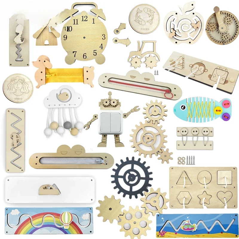 Jouet de puzzle en bois doré pour enfants, accessoire de planche occupée Montessori bricolage, éducation précoce, sablier, engrenage BLOSkidway, cadeaux pour enfants