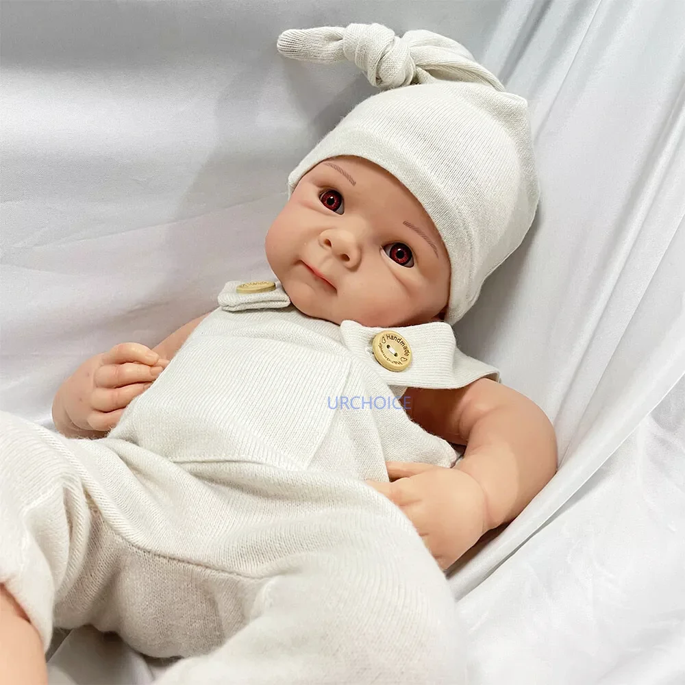 Exquisit handbemalte 19-Zoll-Silikon-Reborn-Babypuppe, lebensechtes Neugeborenes Mädchen für Kunstsammlung, Kinderzimmer, Weihnachtsgeschenk