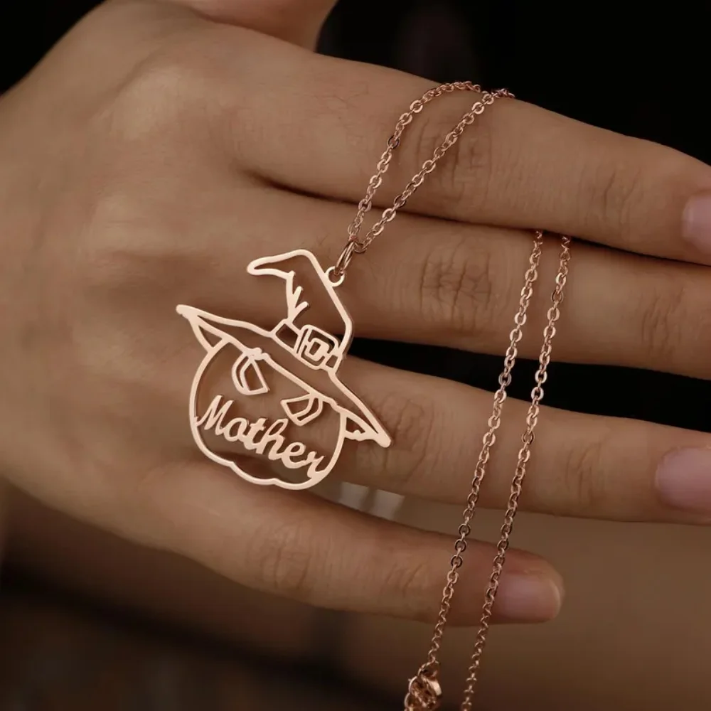 

LeeChee Хэллоуин Тыква индивидуальное имя кулон из нержавеющей стали юбилейное ожерелье подарок