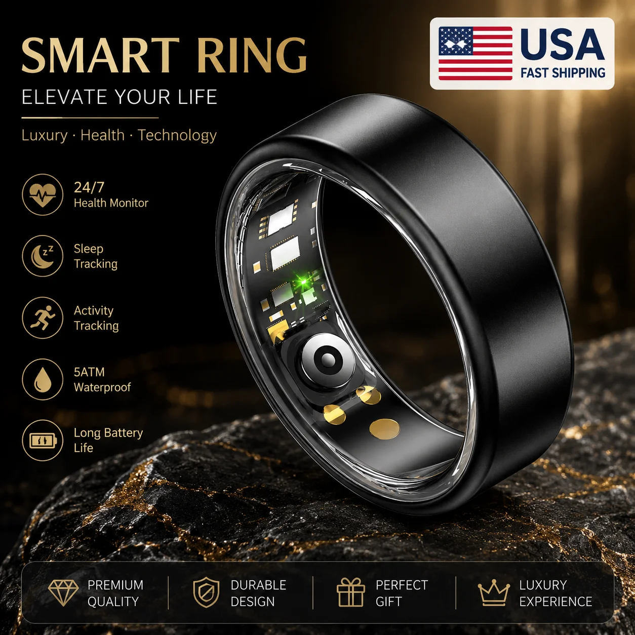 2026 Luxury Smart Ring for Couple Gift Heart Rate Monitor Smartring Men Women ip68 Waterpoof Decration Ring 100+Sport Modes