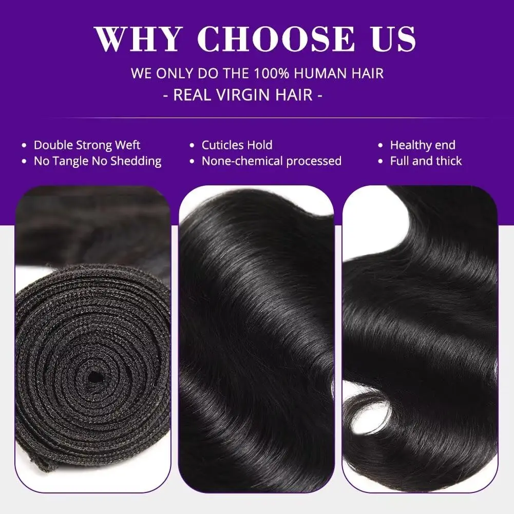 인모 묶음 바디 웨이브 인모 1 3 묶음 내추럴 블랙 위브 묶음 인모 익스텐션 진짜 인모 묶음