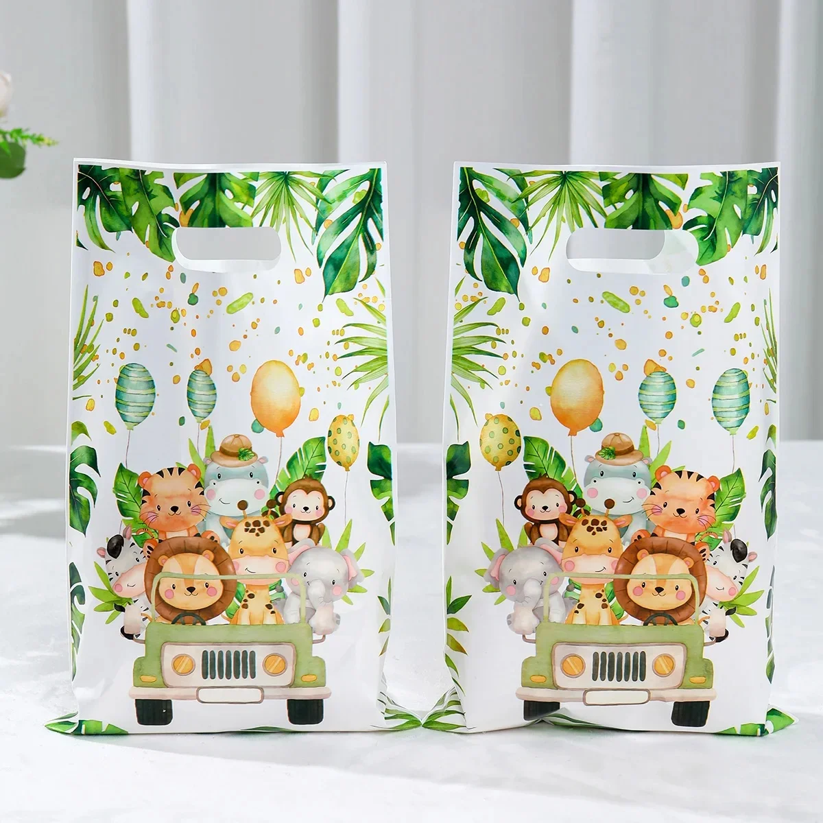 Sacs cadeaux de bonbons de fête d'animaux de la Jungle, sac d'emballage de biscuits, sac cadeau sauvage pour invités, fournitures de fête d'anniversaire pour enfants, réception-cadeau pour bébé