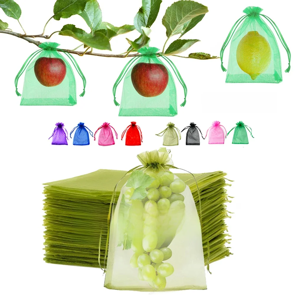 Sacs de Protection pour plantes et fruits, 10 à 200 pièces, sacs de culture de raisins, filet Anti-oiseau de jardin, sac en maille, sacs pour légumes et fraises, outils de jardin