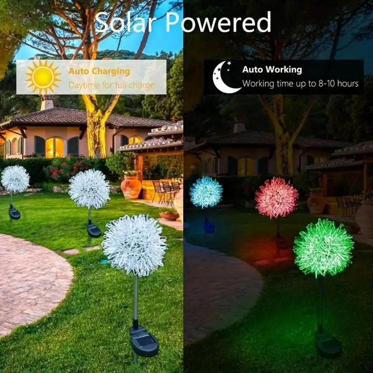 Solar Dandelion Aluminum Wire Ball Garden Lamp Waterproof Outdoor LED Landscape Lamp，Lighted Garden Decoration