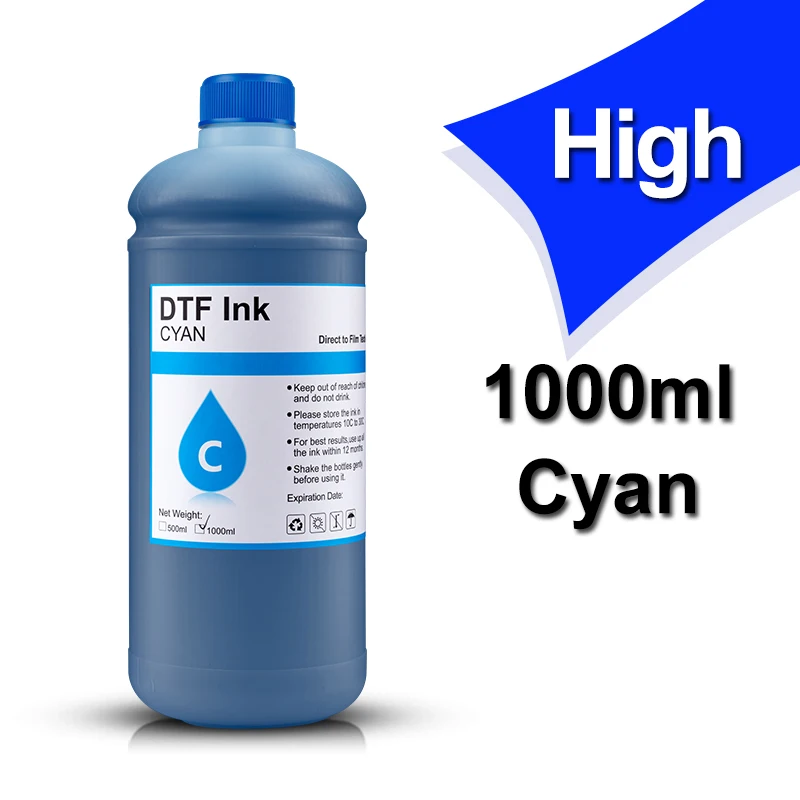 OCB 1000 ml DTF-Tinte, 5 Farben erhältlich für Direktdrucker, Filmübertragung für PET-Folie, Heißschmelzpulver, Wärmeübertragung, sedimentfrei