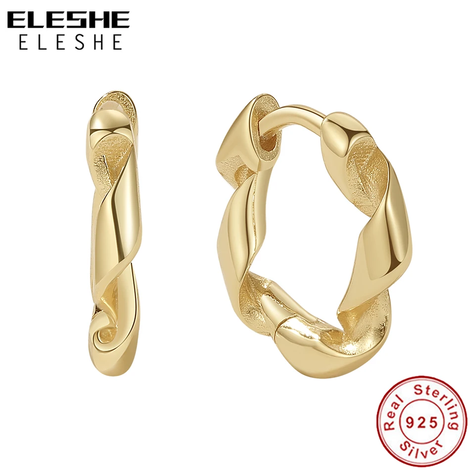 ELESHE 925 Sterling Silver Fashion Twist Hoop Earrings For Women Teen Girl Party Hugging Ear Buckle Earrings Minimalist Jewelry