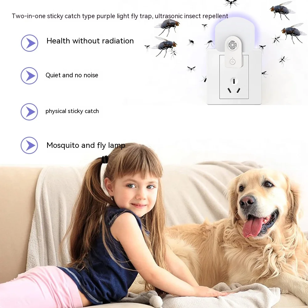 Flying Insect Trap Plug-in stick fly mosquito Killer Indoor Fly catcher with Night Light UV Attractor to Kill Electric Mosquitoe