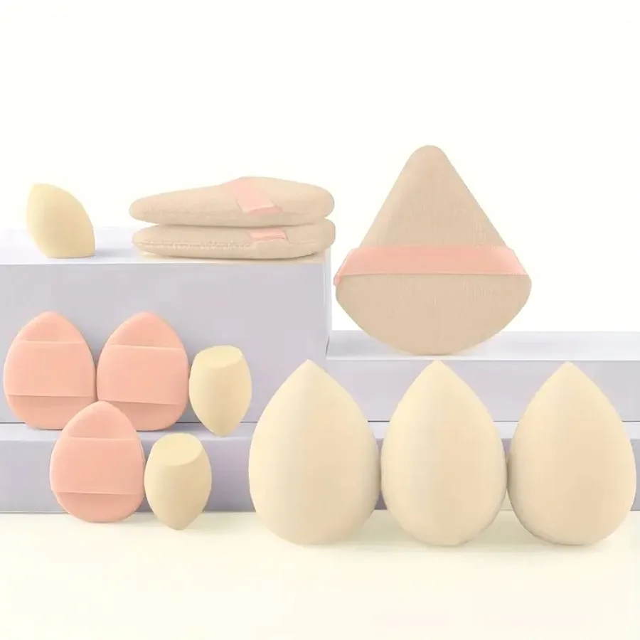 3 zestawy gąbeczek do makijażu do stosowania na sucho i na mokro, odpowiednie do wszystkich typów skóry, specjalnie zaprojektowane do konturowania, zestawy narzędzi do makijażu.