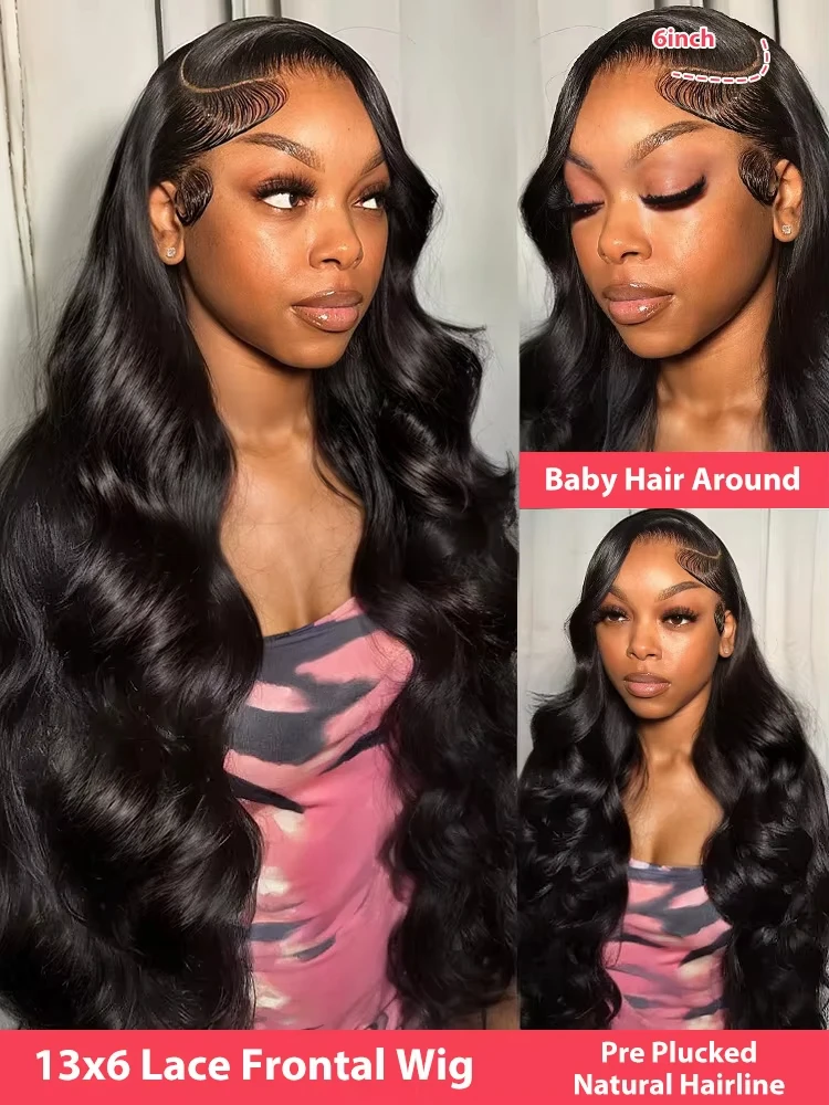 Mossily 250 Density 40 Inch Body Wave 13x4 13x6 HD Lace Front Human Hair Wigs Pre Plucked Water Wave Lace Frontal Wig For Women image 2