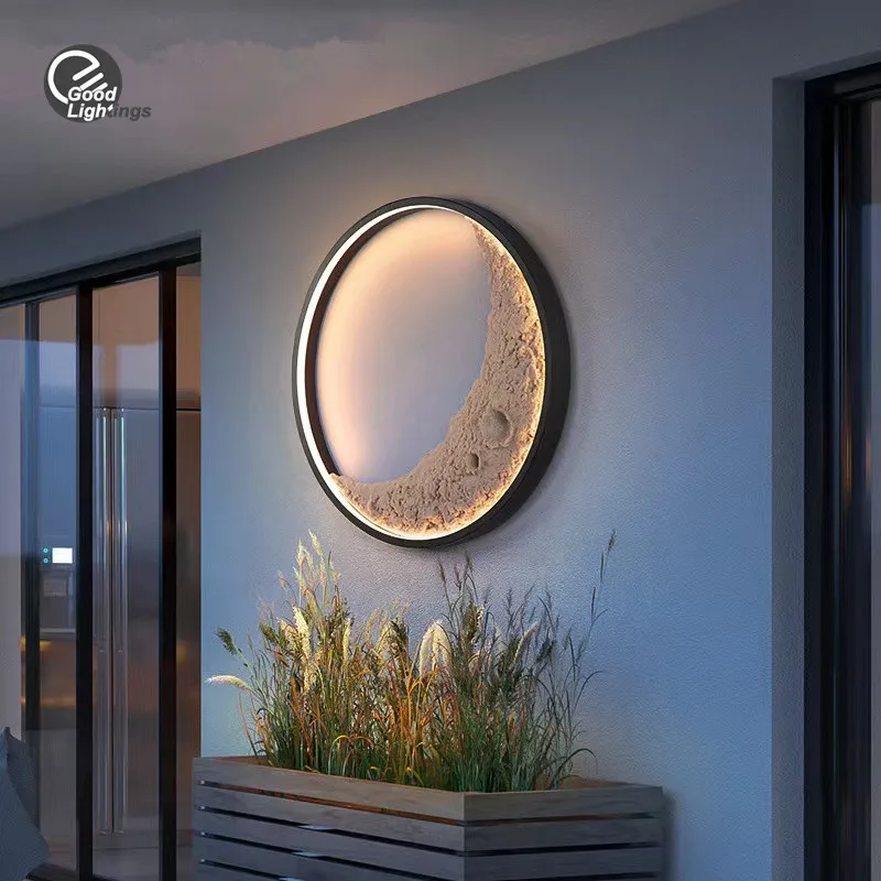 Modern Outdoor Led Wall Lights Patio Garden House Black Exterior Wall Sconce Simple Circle Waterproof Wall Lamp Porch Lights