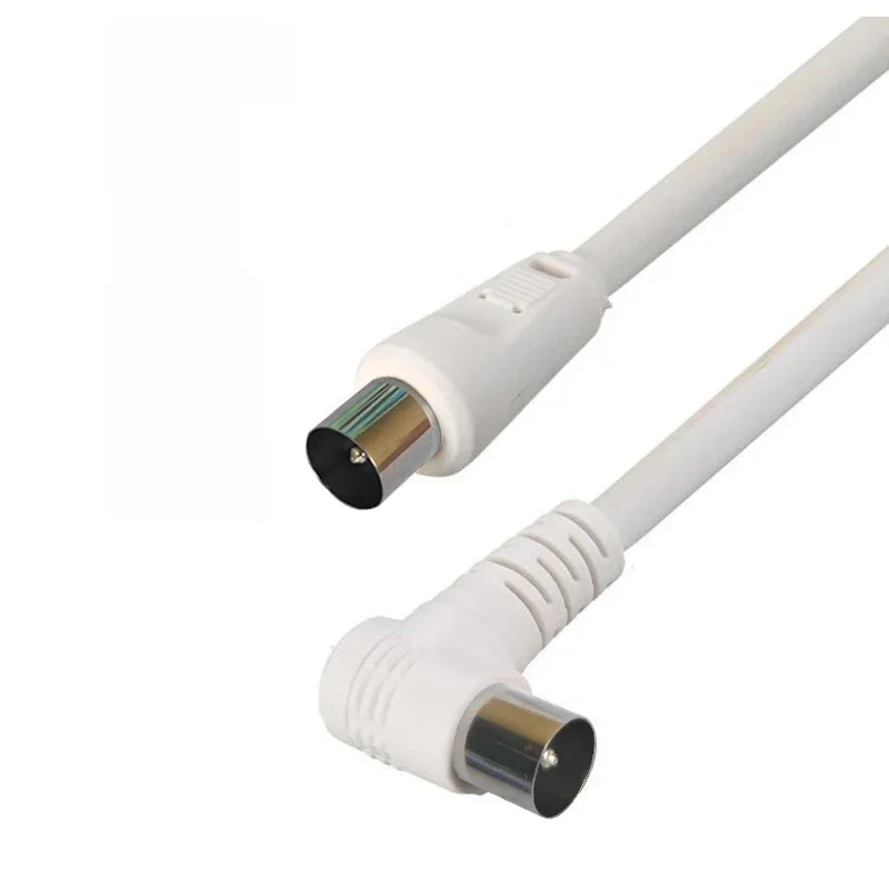 Cabo de antena coaxial por satélite com TV, Quad Shield, anjo direito, macho para conector macho