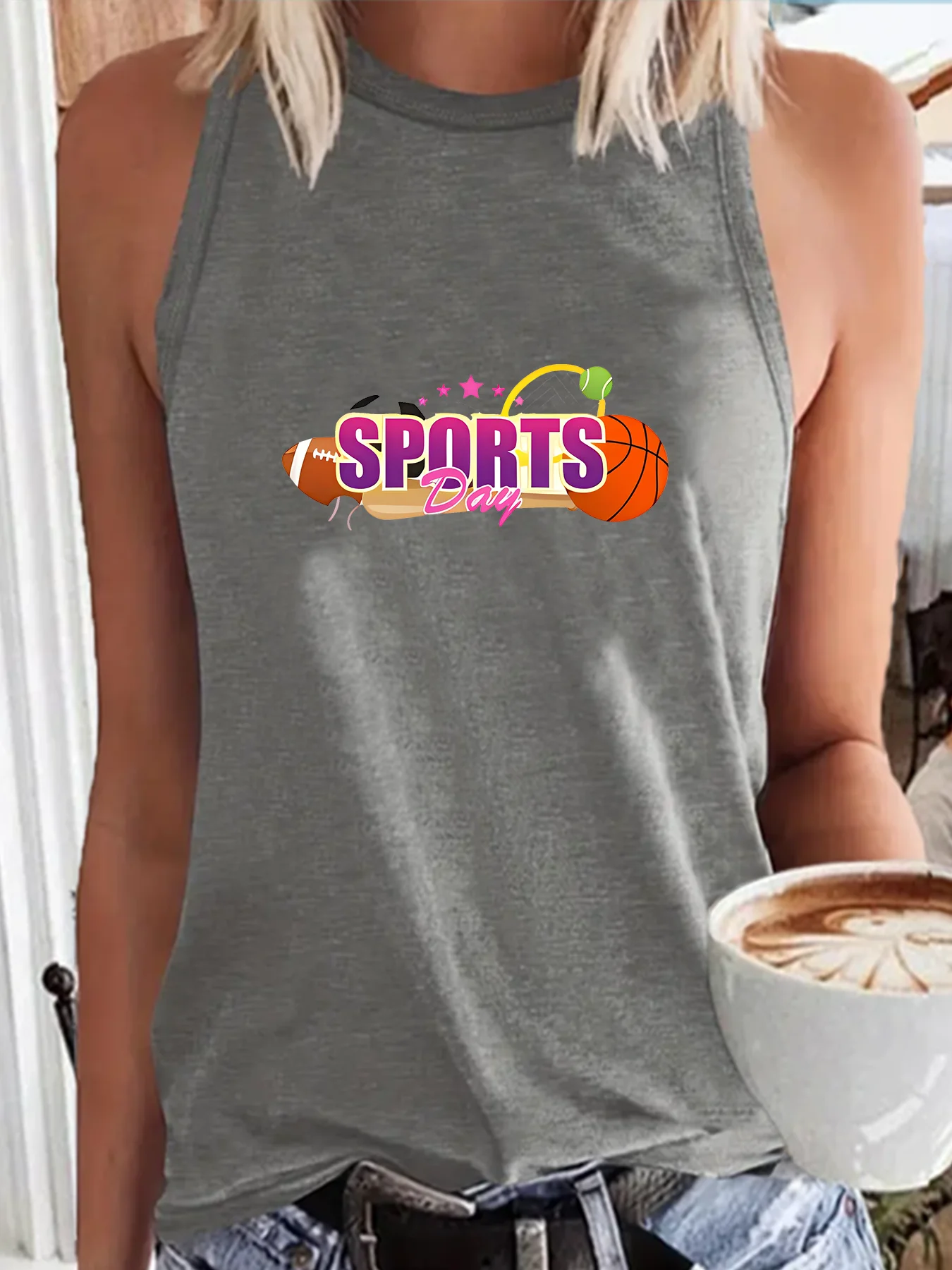 Sports Dabbing Basketball Ball Bball Dab Dance Funny Fashion Funny Sports Women's Tank Top Loose O Neck Sleeveless Casual Tank