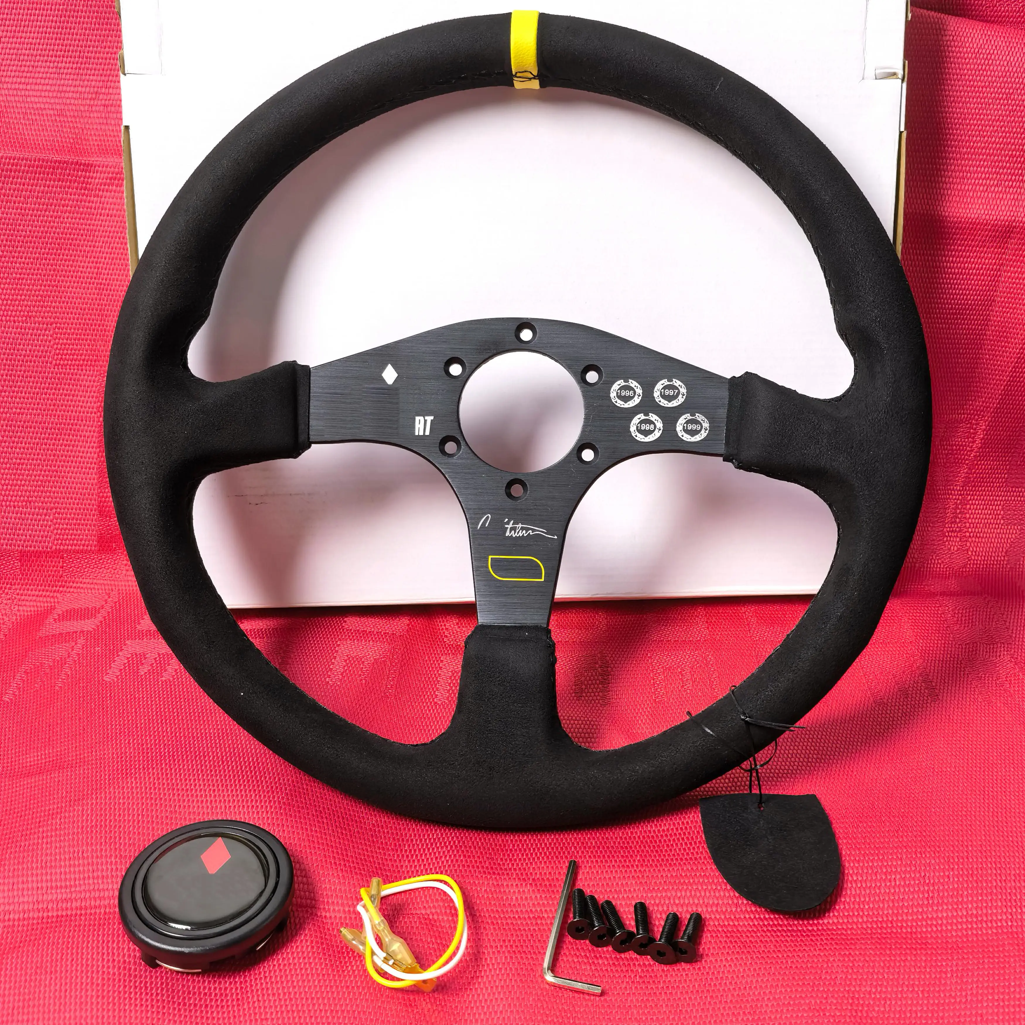 Suede Steering Wheel 350mm Universal Racing 14inch JDM Ralliate Turning Sport Car Steering Wheels