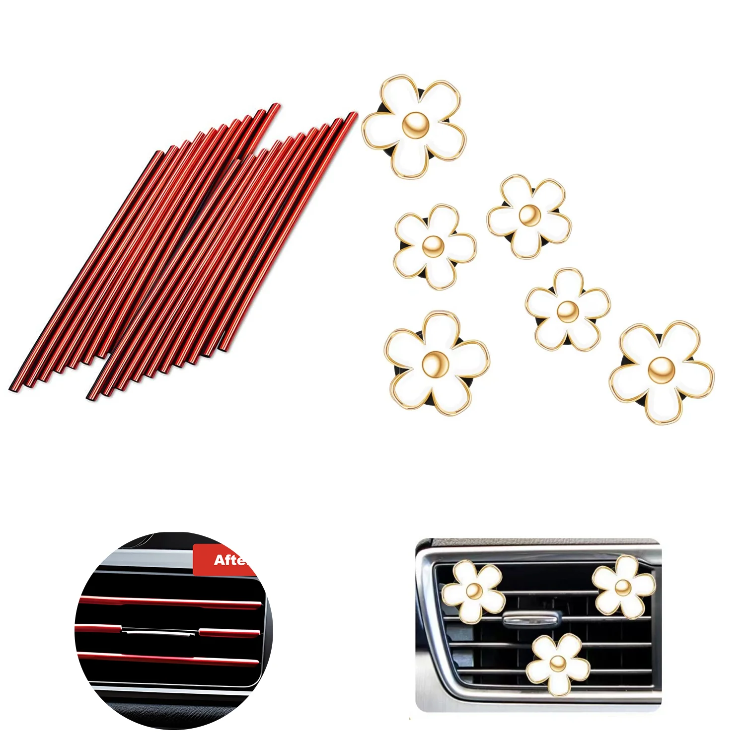 

Car Air Conditioner Air Outlet Decorative Strips & U-Shaped Plating Bright Strip, Universal Waterproof Bendable Car Interior Acc