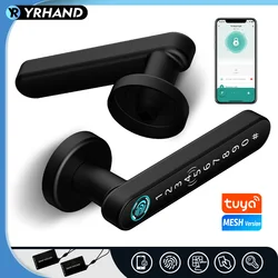 YRHAND Tuya BLE Biometric Handle Smart Fingerprint Lock With IC Card Password Mechanical Key Unlock For Single Handle for Home