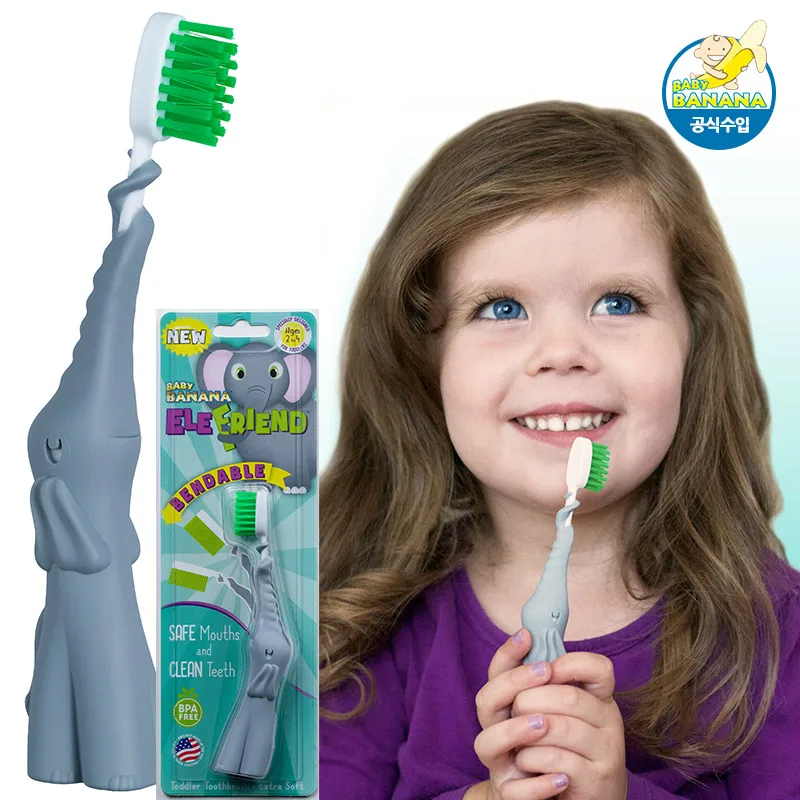 [USA Official Import] Baby banana elephant friend toothbrush soft toothbrush silicone handle for baby