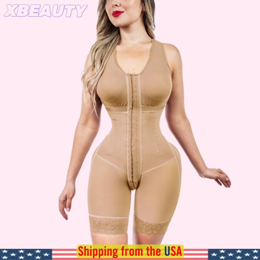 

US Full Abdomen BBL Stage 2 Post Surgery Girdle Control Bodysuit With Hook-eye Open Crotch Body Shaper Postpartum Recovery Fajas
