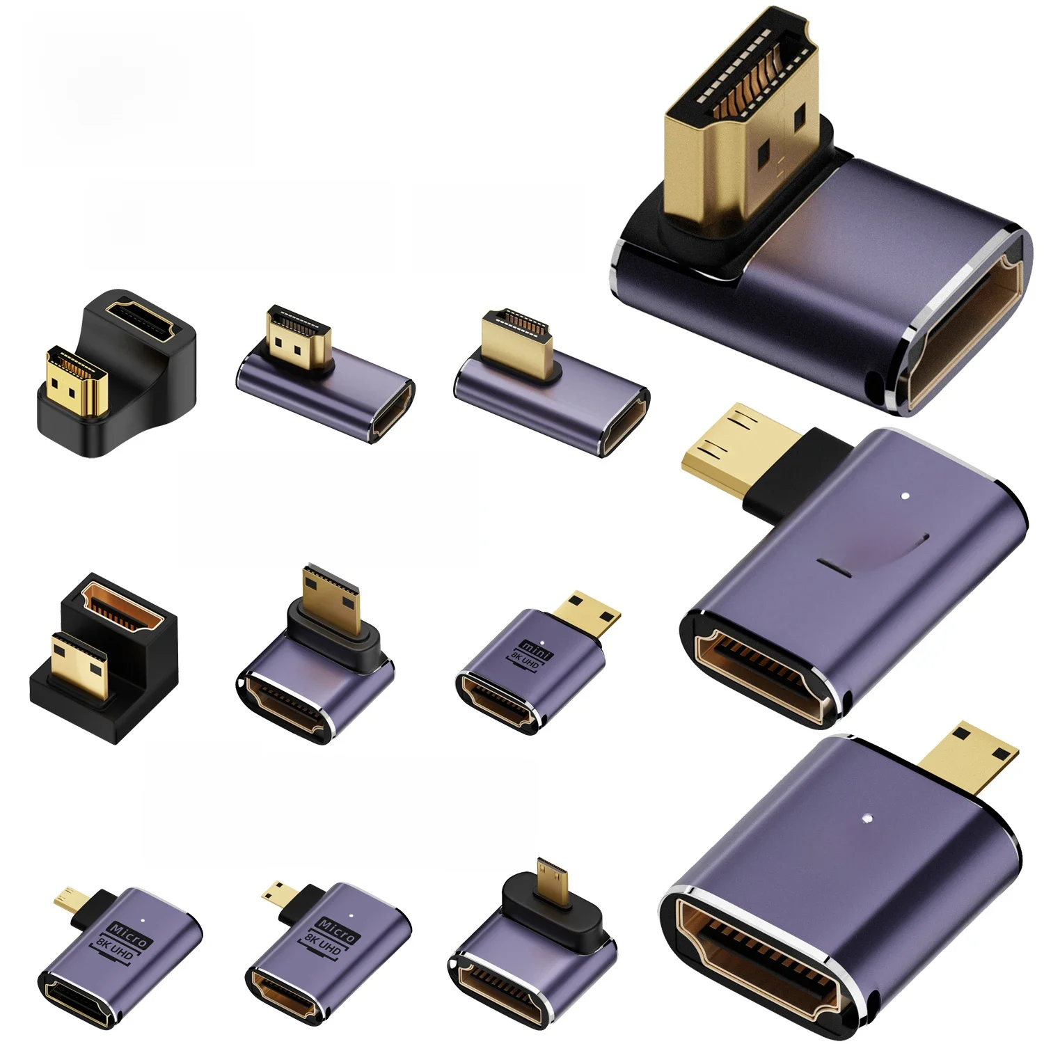 UGOURD HDMI2.1 Adapter kabla mini micro hdmi na HDMI 2.1 Konwerter 48Gpbs 8K60HZ 4K120HZ do projektora HDTV PS4 PS5 Laptop PC — 2