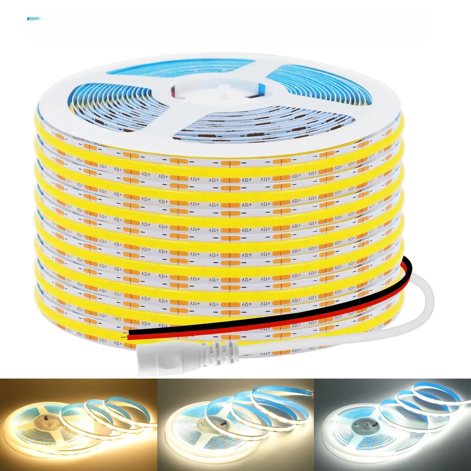 12V 24V COB LED Strip Light 320 528LEDs/M Flexible LED Tape Ribbon 3000K 4000K 6000K High Density Linear Lighting 0.5M 1M 5M 10M