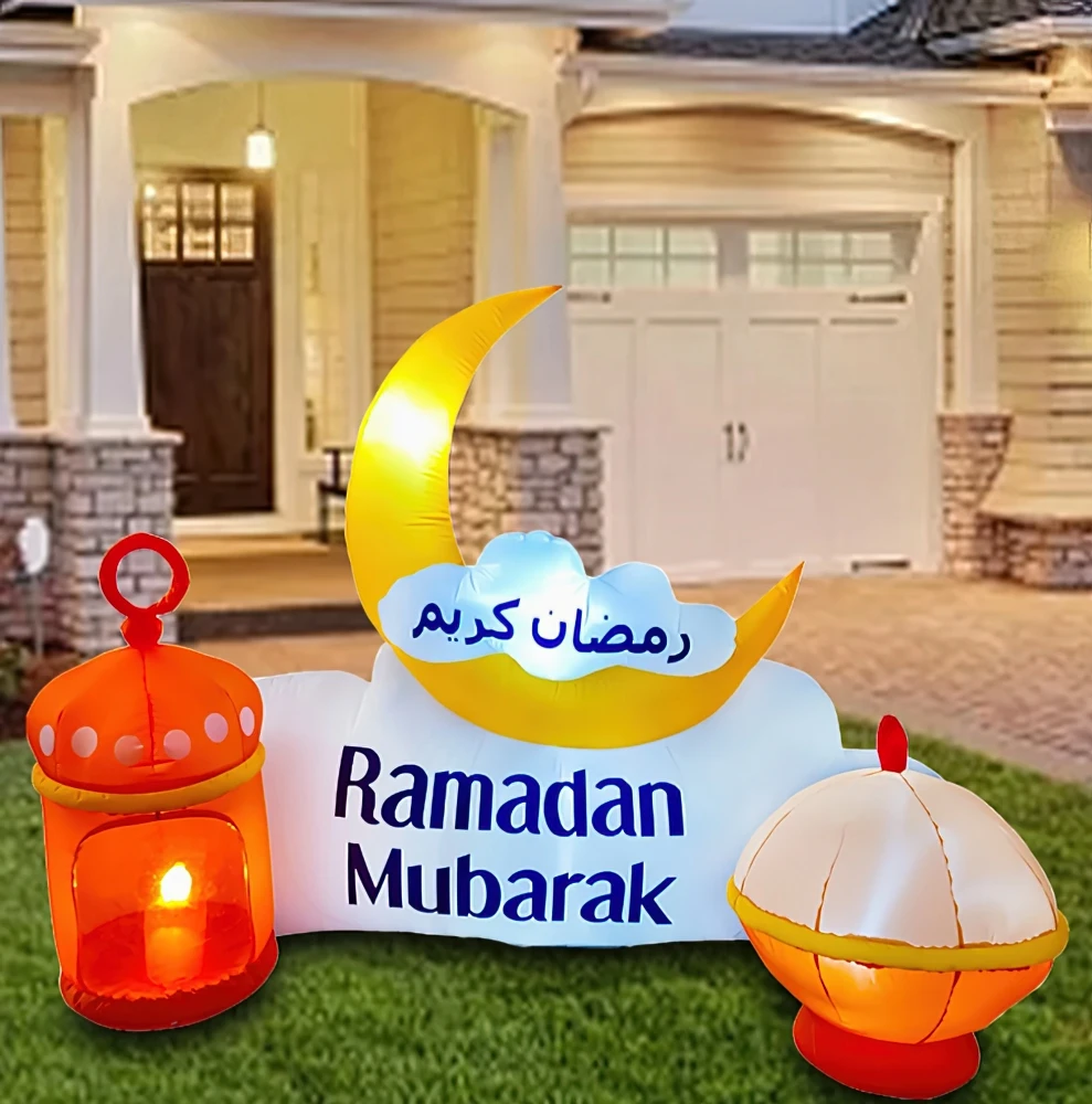 

Inflatable Ramadan Eid Moon Decoration Build in LED Lights Mubarak Festival Decoration