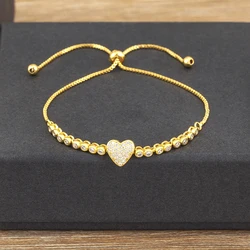 Nidin Fashion Cubic Zirconia Love Bracelets Bangle for Women White Round Crystal Adjustable Girl Wedding Bridal Jewelry Gifts