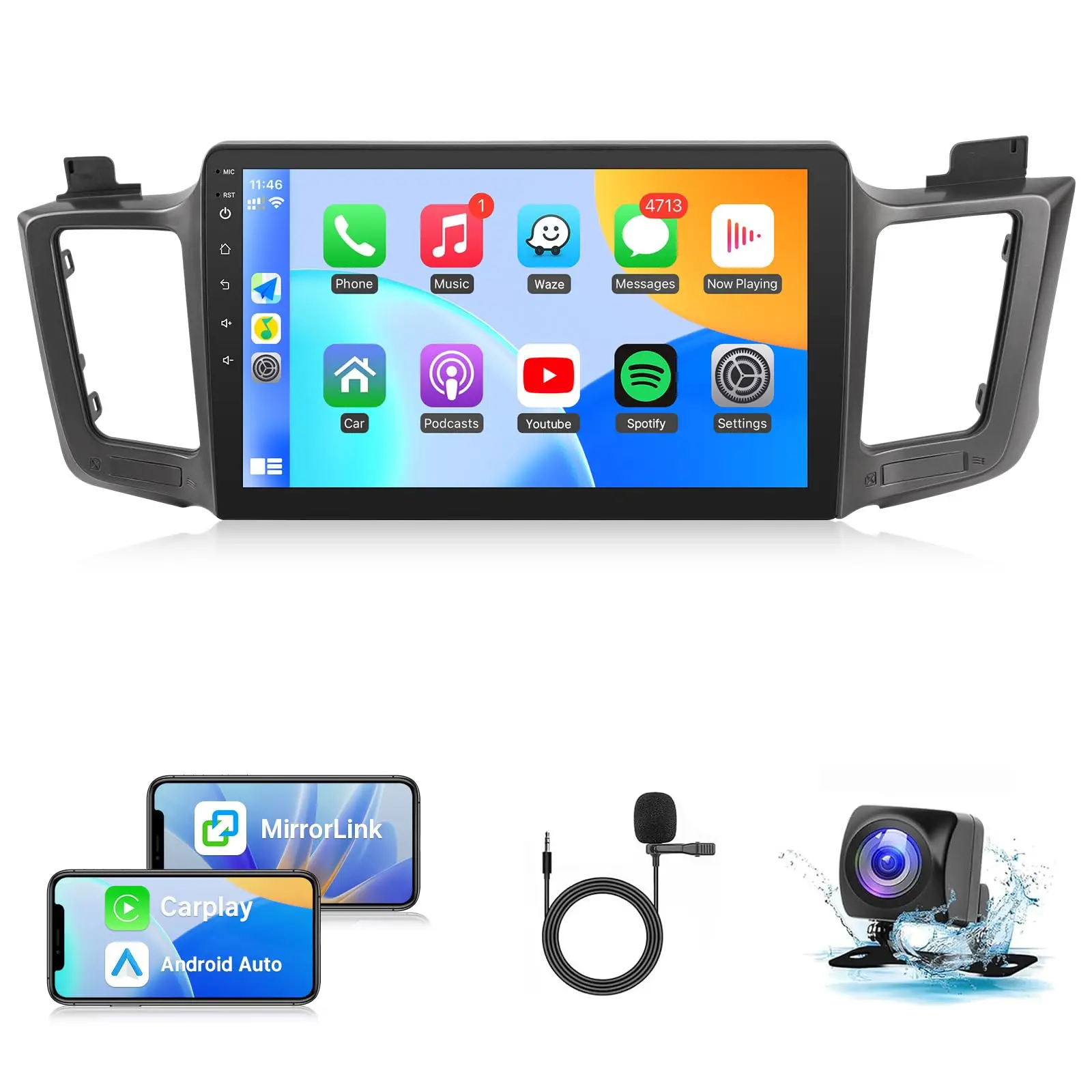 

Naifay Car Radio Stereo For Toyota RAV4 2013 2014 2015 2016 2017 2018, 10.1inch Touch Screen For Toyota RAV4 Radio With Wireless