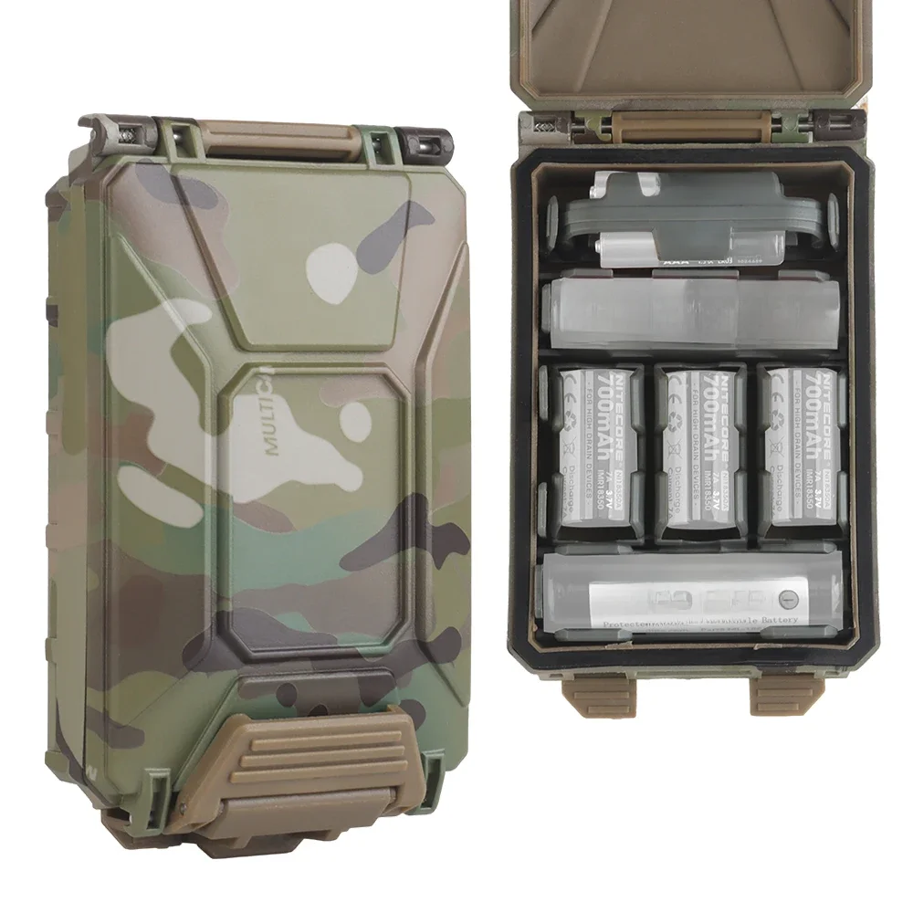 Boîte tactique pour stockage de batterie 18650/AAA/CR123A/18350, gilet de chasse Molle Airsoft, étui de support de batterie, équipement modulaire