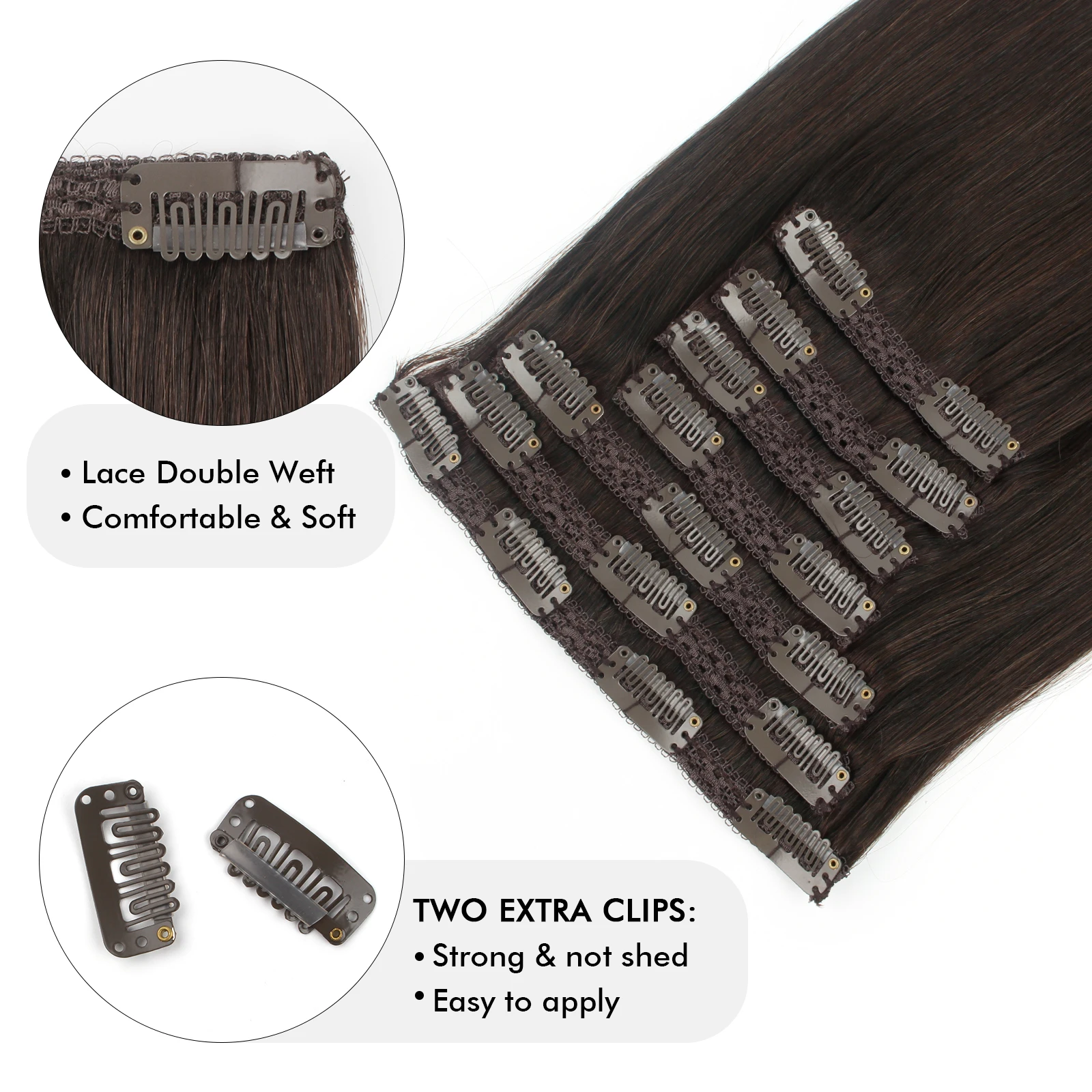 Sixstarhair人毛エクステ クリップイン 7ピース 120gと140g/パック 16インチ18インチ20インチ22インチ レミーバージン クリップインヘアエクステ 女性用