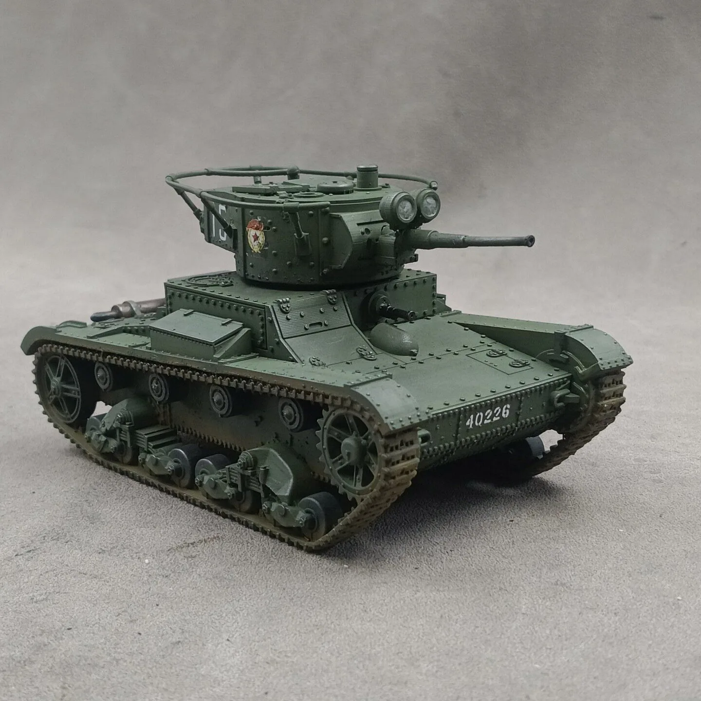 1/35 Soviet T-26 light tank (single turret command model), SLA printing hand-colored finished model decorative ornament