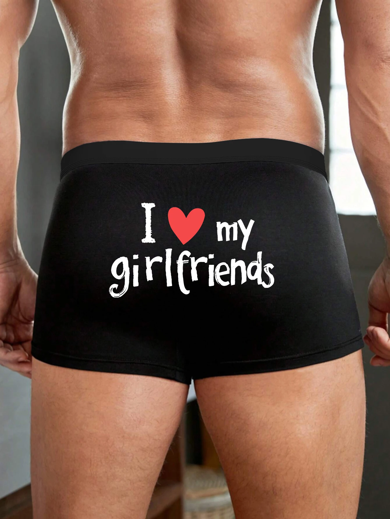 Men's Breathable Boxer Briefs with 'I Love My Girlfriend' Prints - A Fun Gift Idea for Boyfriends