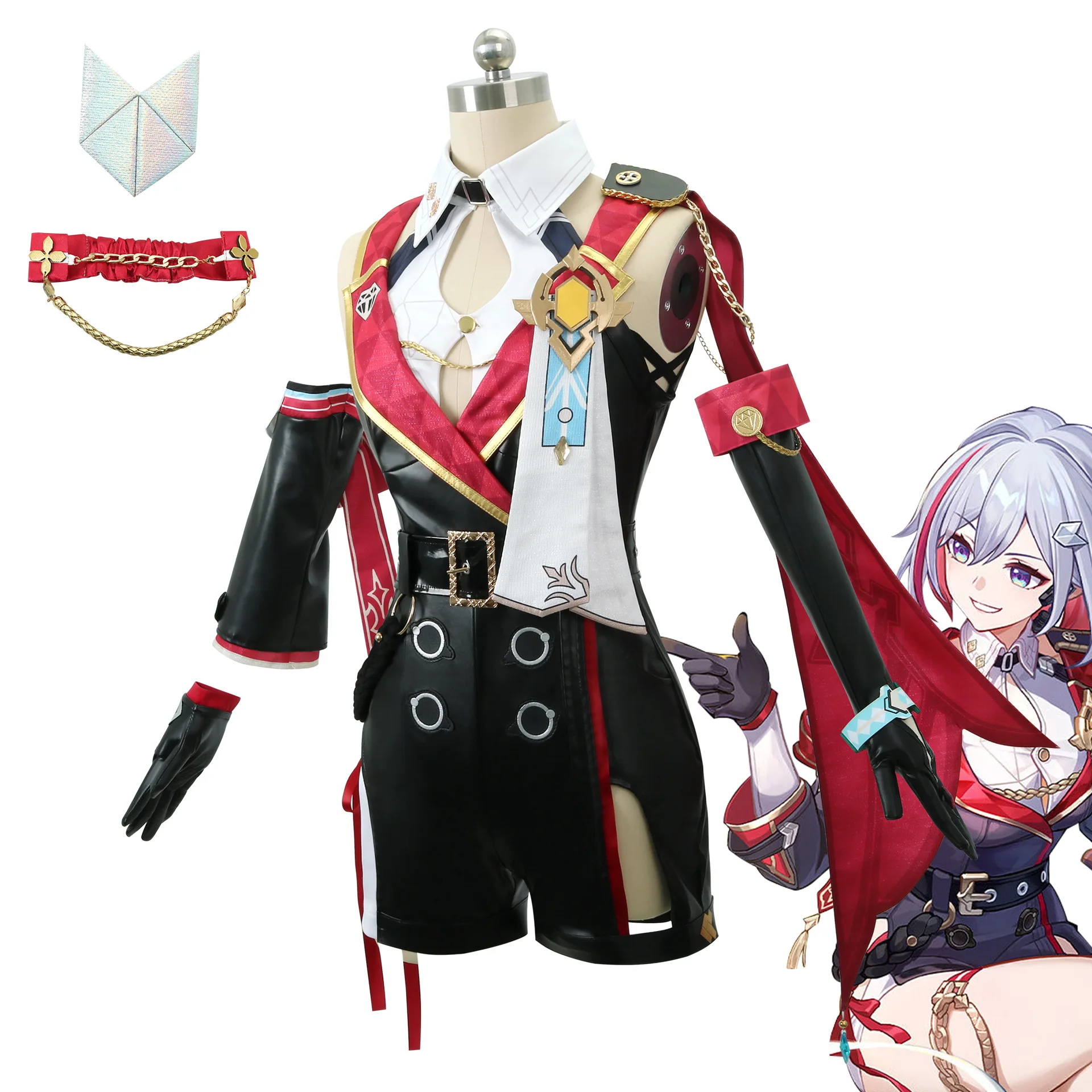 토파즈 Numby 코스프레 의상 딥 v 넥 Honkai 스타 레일 토파즈 의상 할로윈 코스프레를위한 여성 군사 의상