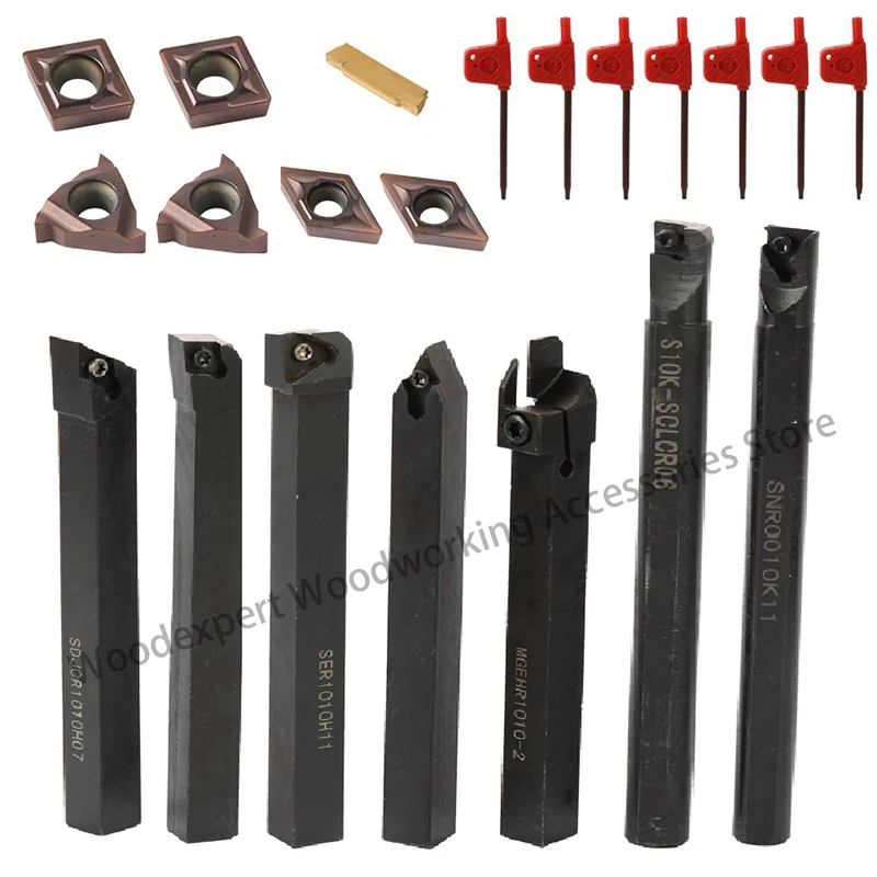 

10mm CNC Lathe Tool Holder with Carbide Inserts, Precision Turning Tools for Metal Machining, Adjustable Insert Tool for CNC Mac