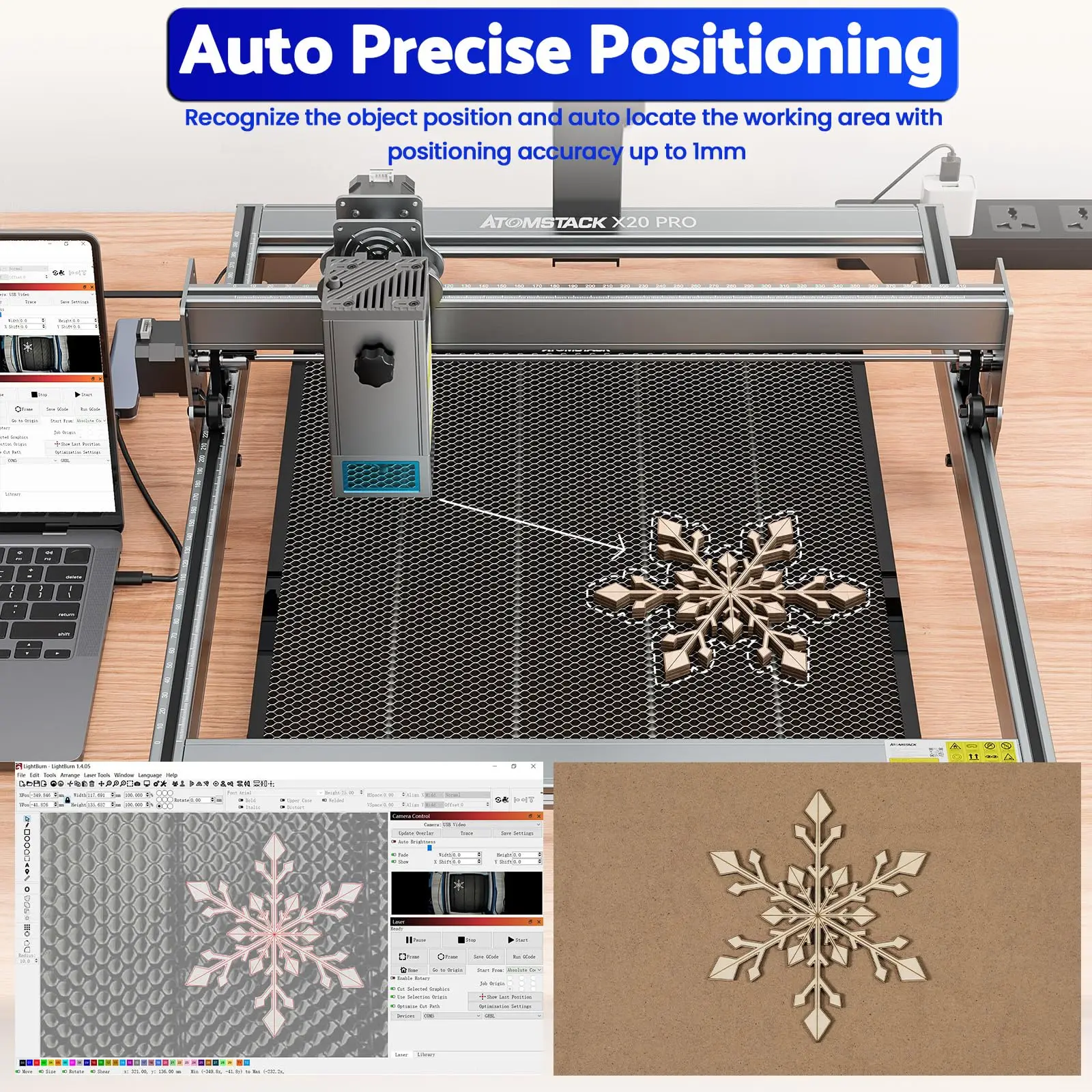 ATOMSTACK AC2 Wireless Lightburn Camera per macchina per incisione Laser risoluzione 1080p WiFi visualizzazione visiva posizionamento preciso