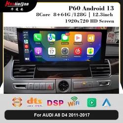 12.3 inch for Audi A8 D4 2011 2012 2013 2014-2017 Android 13 car multimedia DVD stereo radio player GPS navigation CarPlay auto