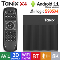 Tanix X4 Android11 Smart TV Box Amlogic S905X4 AV1 3D BT Streaming Media Players 2.4/5G WiFi Youtube Netflix TV Prefix VS X96