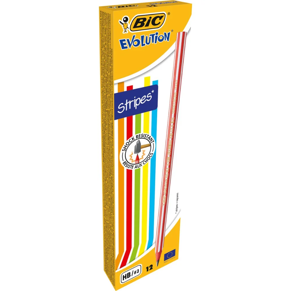 

Bic Evolution Stripes Wooden Pencil Box 24 Pcs Children's Drawing School Writing Stationery Office Supply Novelty Escuela Lápiz