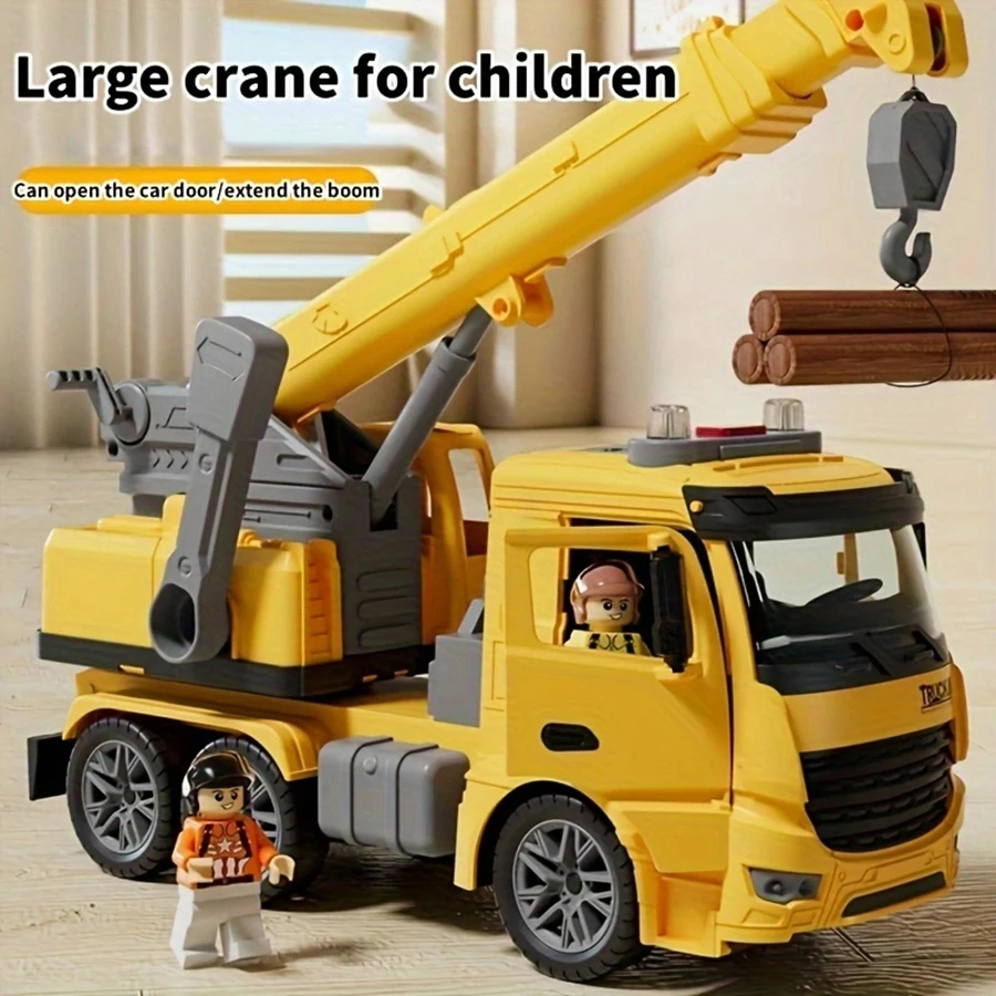 Jouets pour garçons et filles de 3 ans, lumières et sons de camion grue jouet de construction.