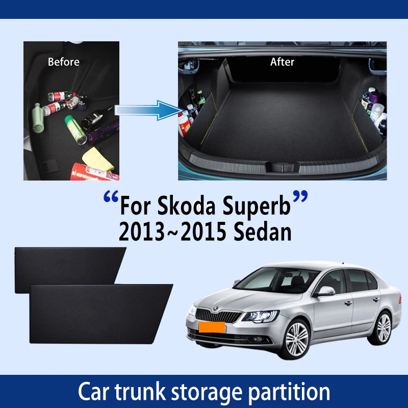 

For Skoda Superb 2013~2015 Upgrade Thickening Car Trunk Storage Partition Multi-function Storage Box Auto Interior Accessories