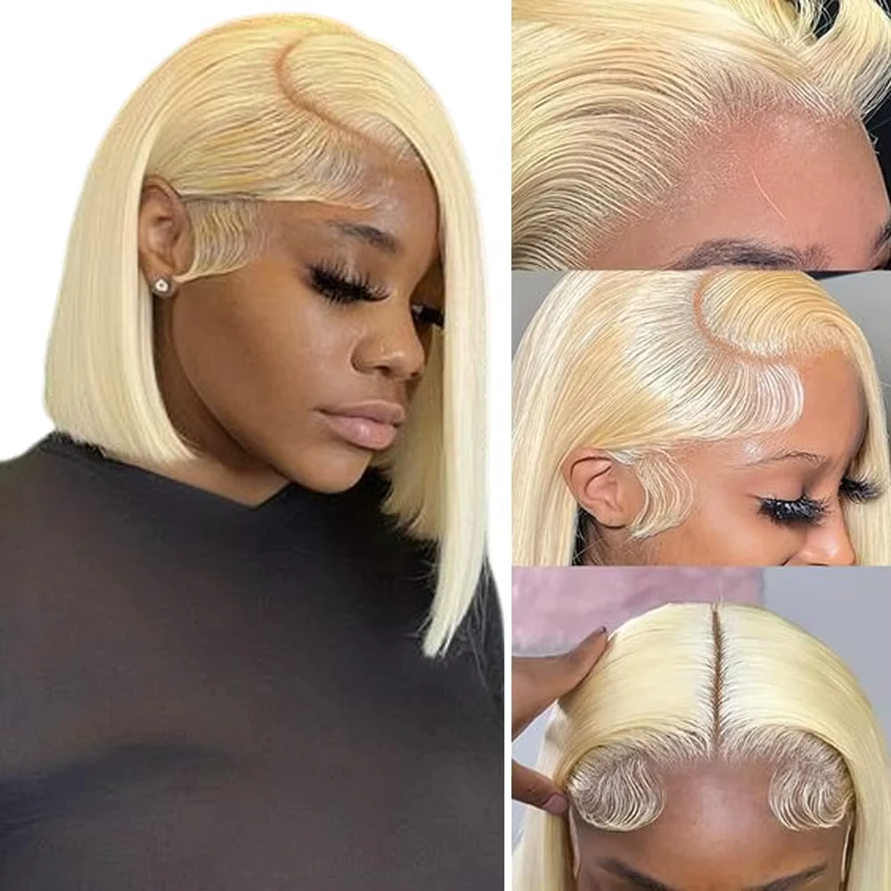 613 Honey Blonde Bob Wig Human Hair HD Transparent 13X4 Straight Short Bob Wigs Wigs 100% Human Hair For Black Women