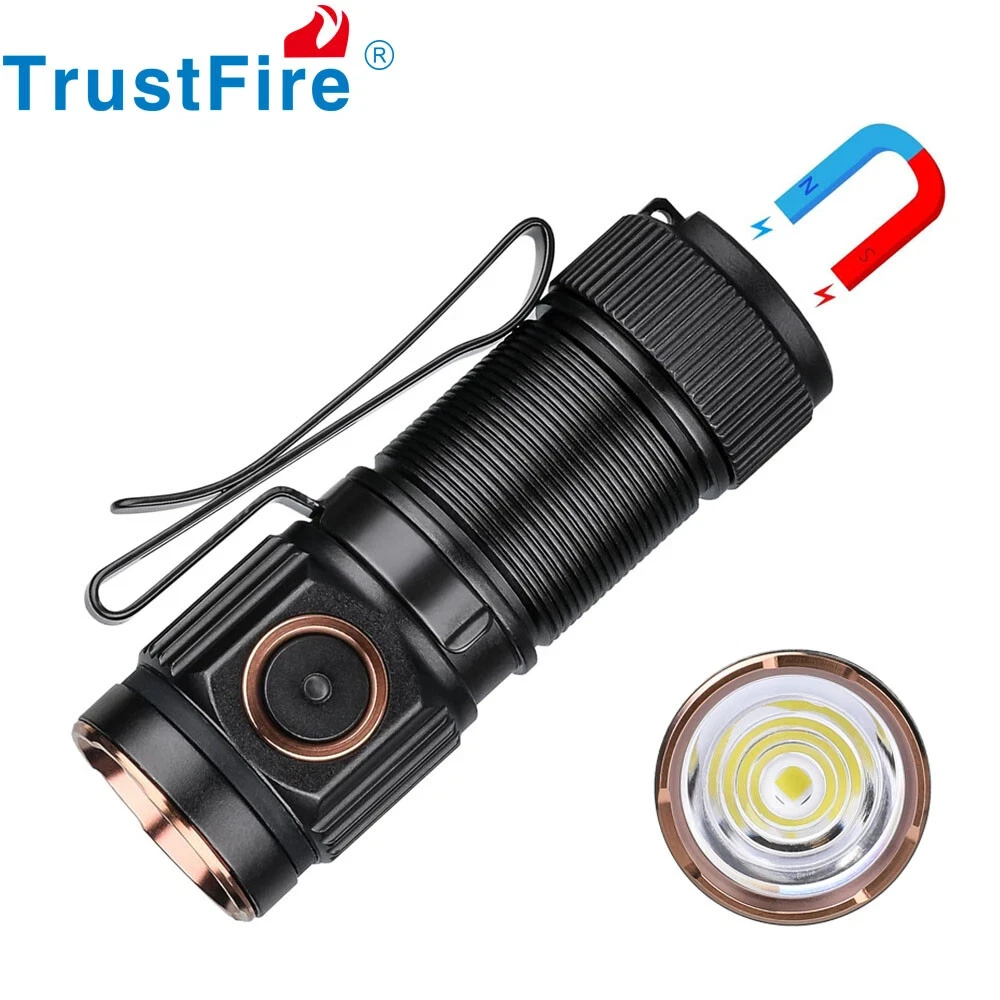 Trustfire MT10 1000 Lumens Mini Flashlight USB-C Charging Portable Rechargeable Lamp 16340 Torch with Magnet Fishing Accessories