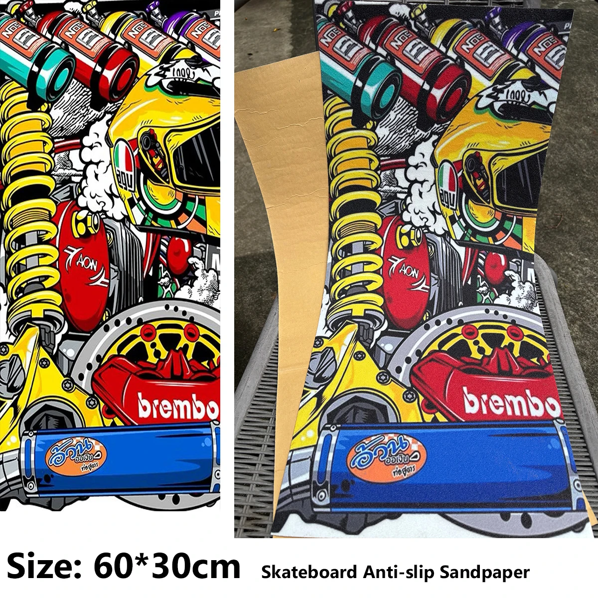 

Graffiti-Style Colorful Spring Pattern Electric Scooter Anti-slip Sticker Sandpaper Skateboard Grip Tape Sheet 60*30cm