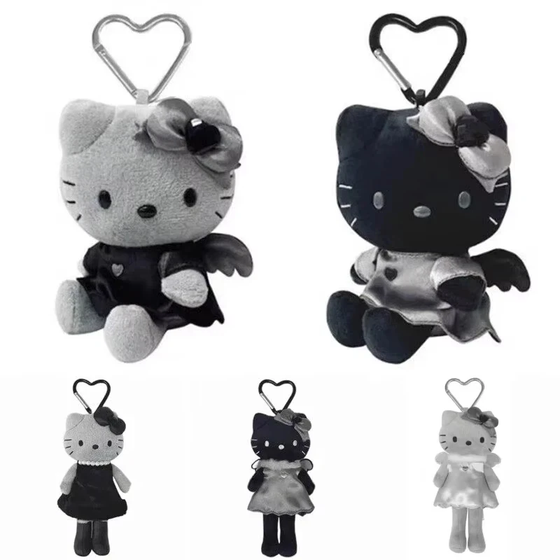 Niedliche Anime-Figur Kuromi Ugly Fish Vollschwarz Dunkelgrau Carbon Black Serie Plüsch-Schlüsselanhänger Anhänger Spielzeug Taschen-Deko Geschenk für Fans