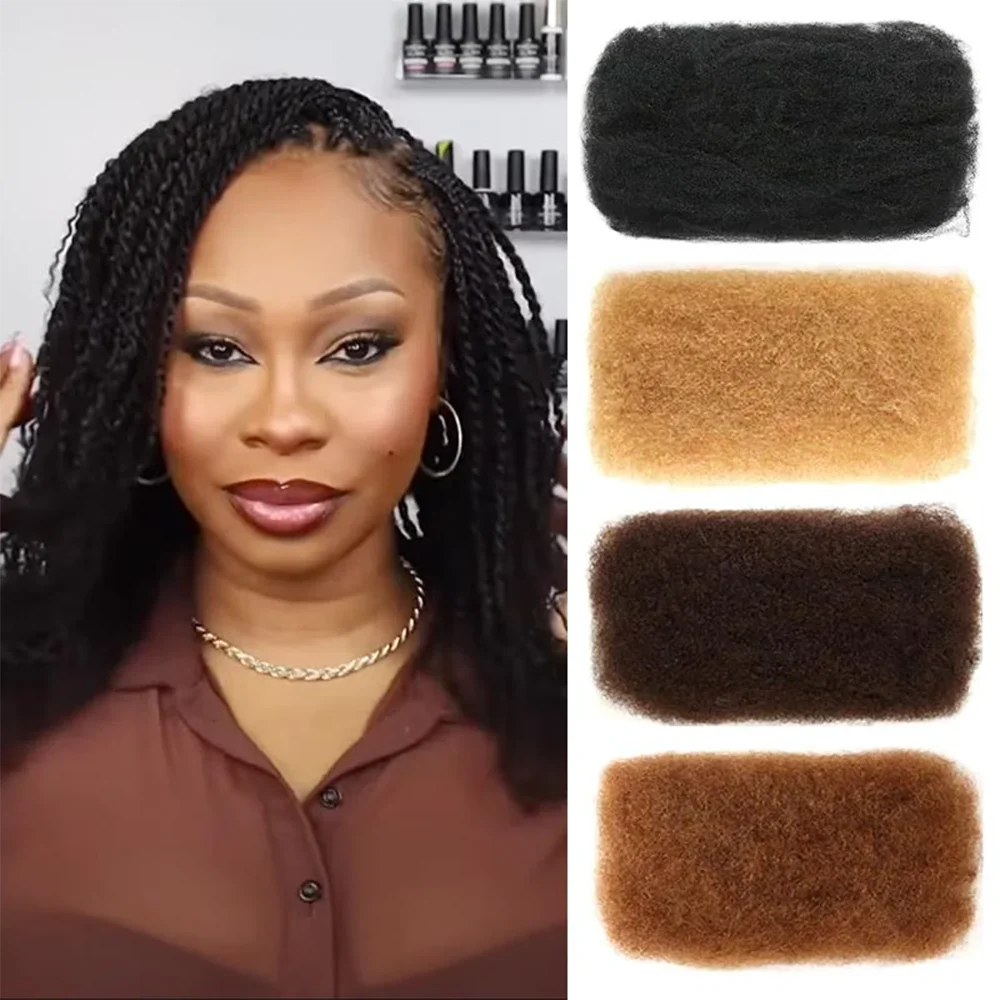 Kinkys-extensiones de cabello rizado Afro para rastas, pelo trenzado a granel, 3 mechones