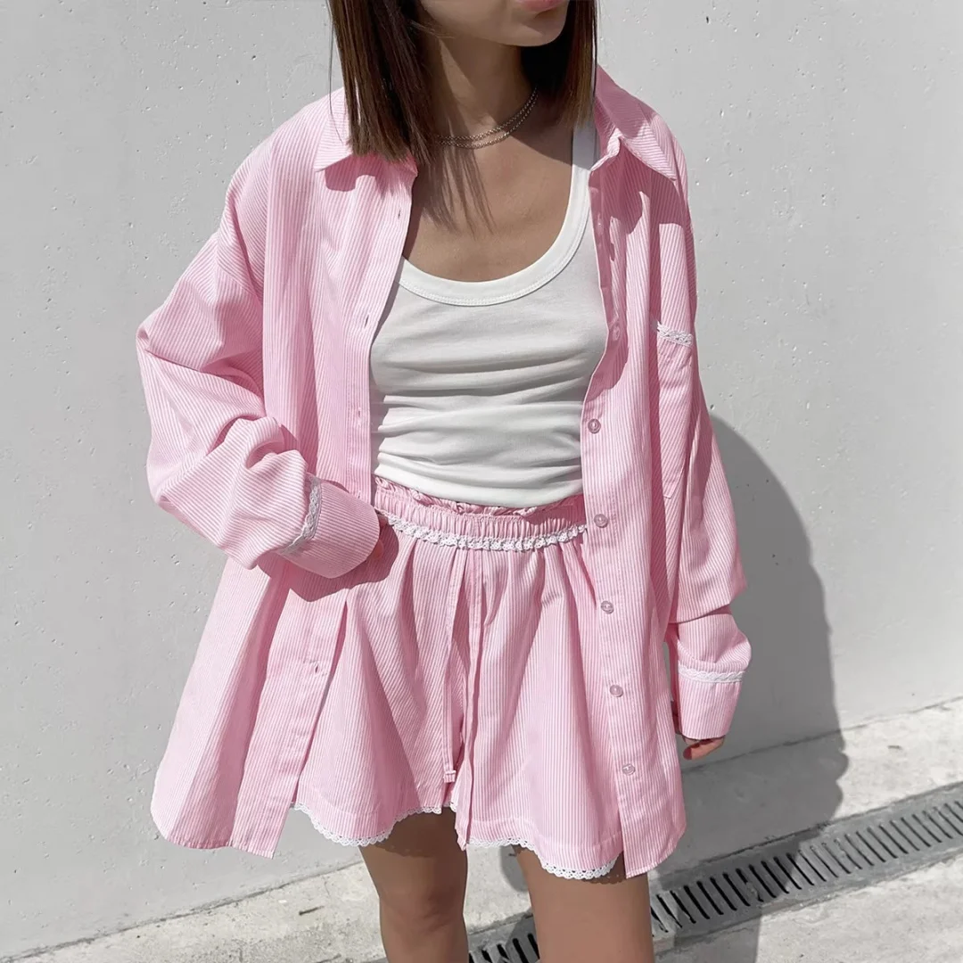 Summer Casual Outfits For Women Cozy Lapel Shirt Wide Leg Pants 2-Piece Set Soft Breathable Fabric Stylish Daily Commute Ladies