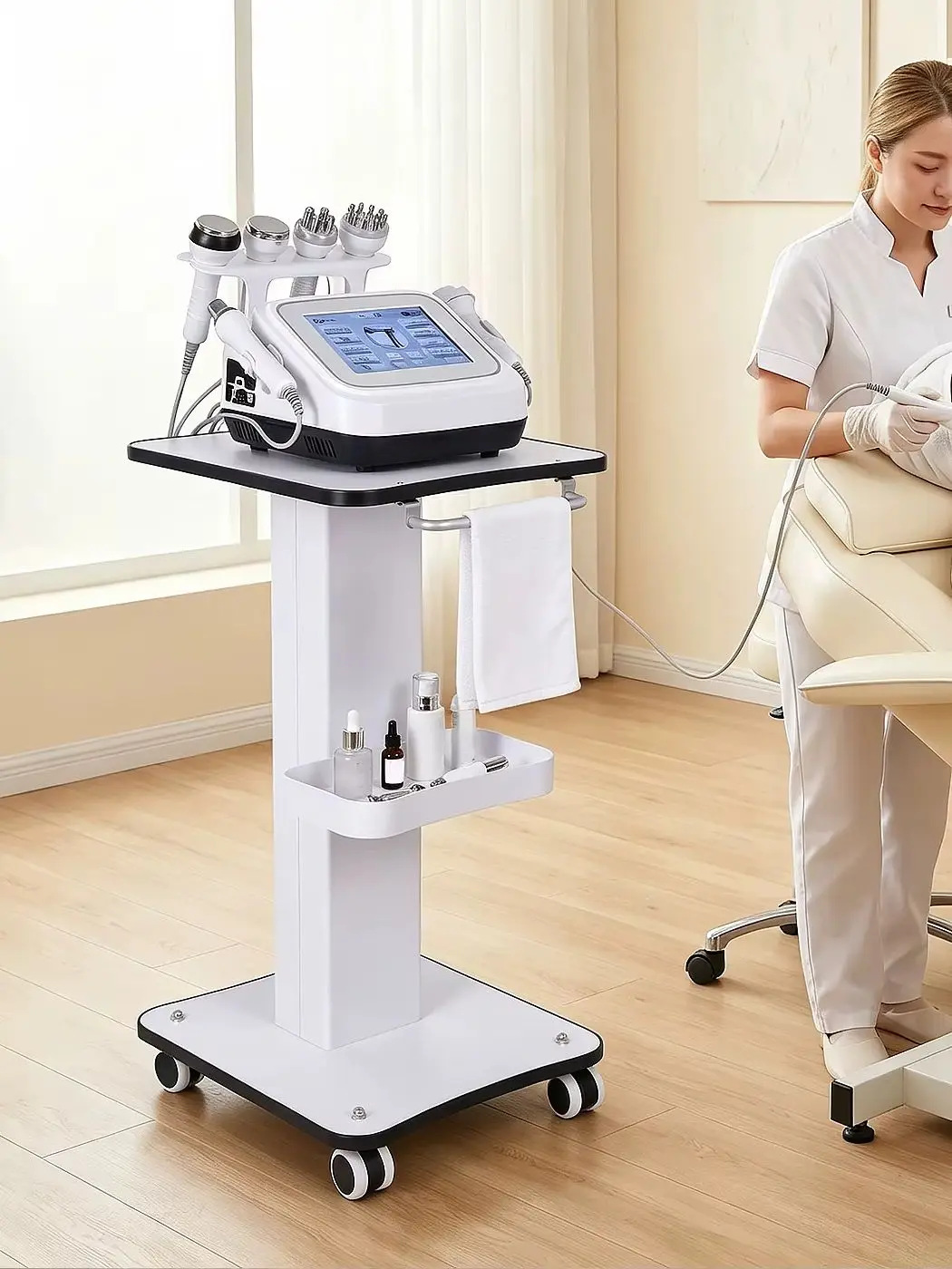 Schönheitssalon-Trolley mit Schwenkrädern und Griff, Mobiles Aufbewahrungsregal für Friseur-, Medizin- und Spa-Ausrüstung