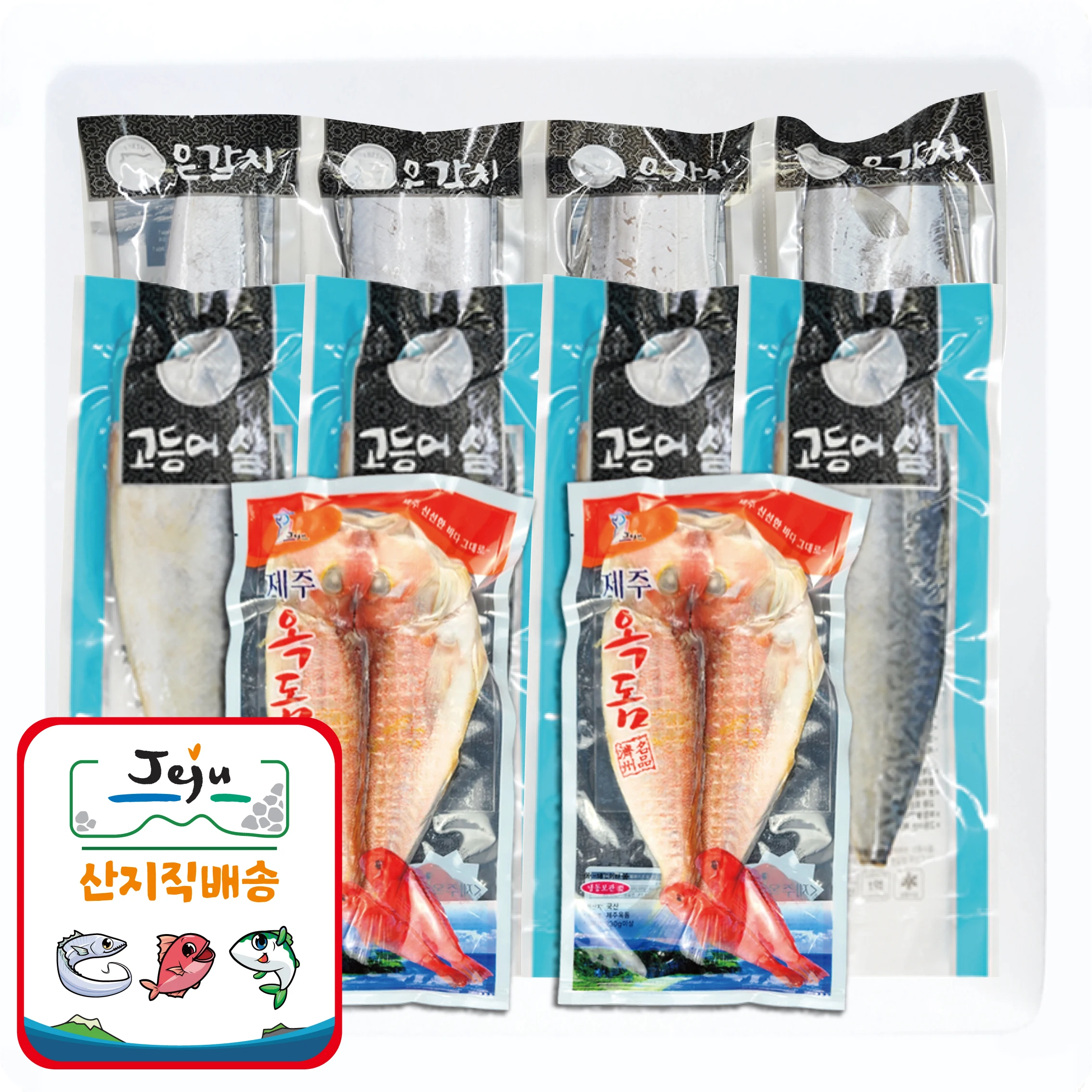 (Jeju Ministry) gift Set No. 03 Jeju [500g1 galch 180g2 Jade domes 160g4 packs of mackaret] 1.5Kg fish food set