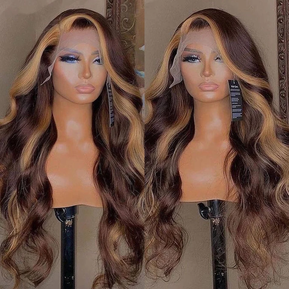 40 Inch 4/27 Body Wave Highlight Wig Brazilian 13x4 Lace Front Human Hair Wig 13x6 Lace Frontal Blonde Wig For Women