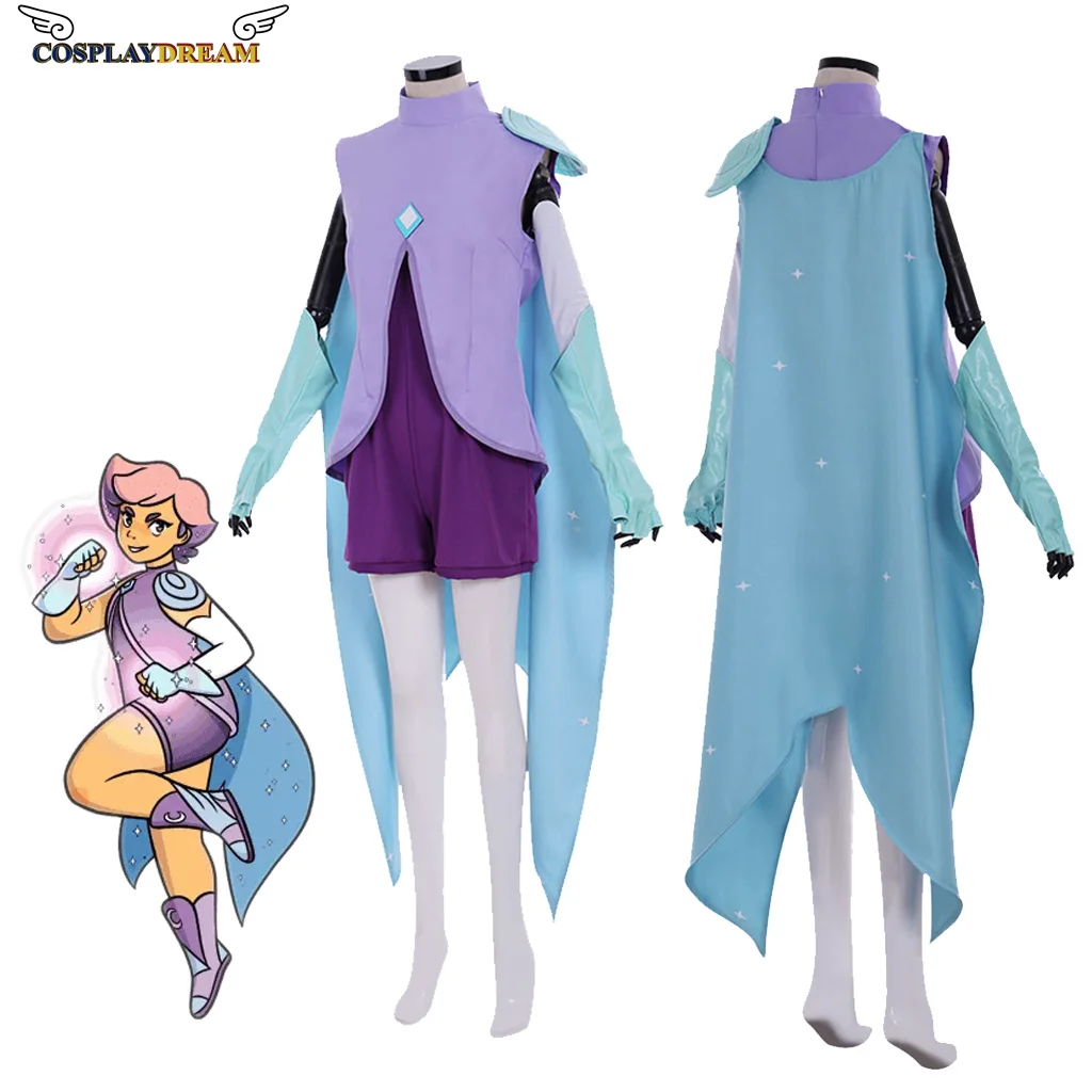 Glimmer Cosplay Ze Ra Glimmer Battle Suit Jumpsuit Jas En Cape Volledige Set Vrouwen Halloween Glimmer Kostuums Custom Made