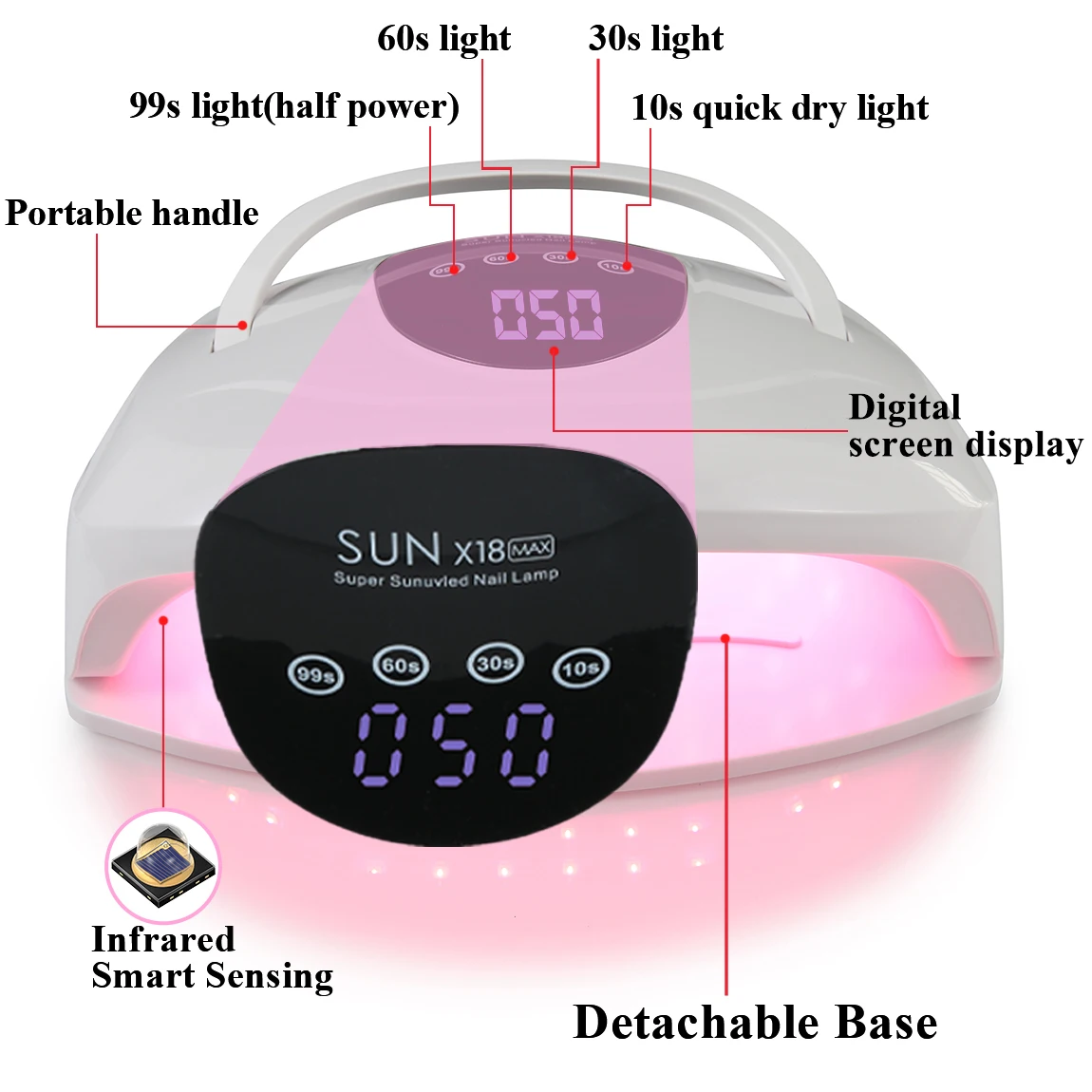 SUN X18 MAX المهنية مسمار تجفيف مصباح ل مانيكير الأظافر هلام آلة تجفيف البولندية مع الاستشعار التلقائي الأشعة فوق البنفسجية LED مسمار مصباح